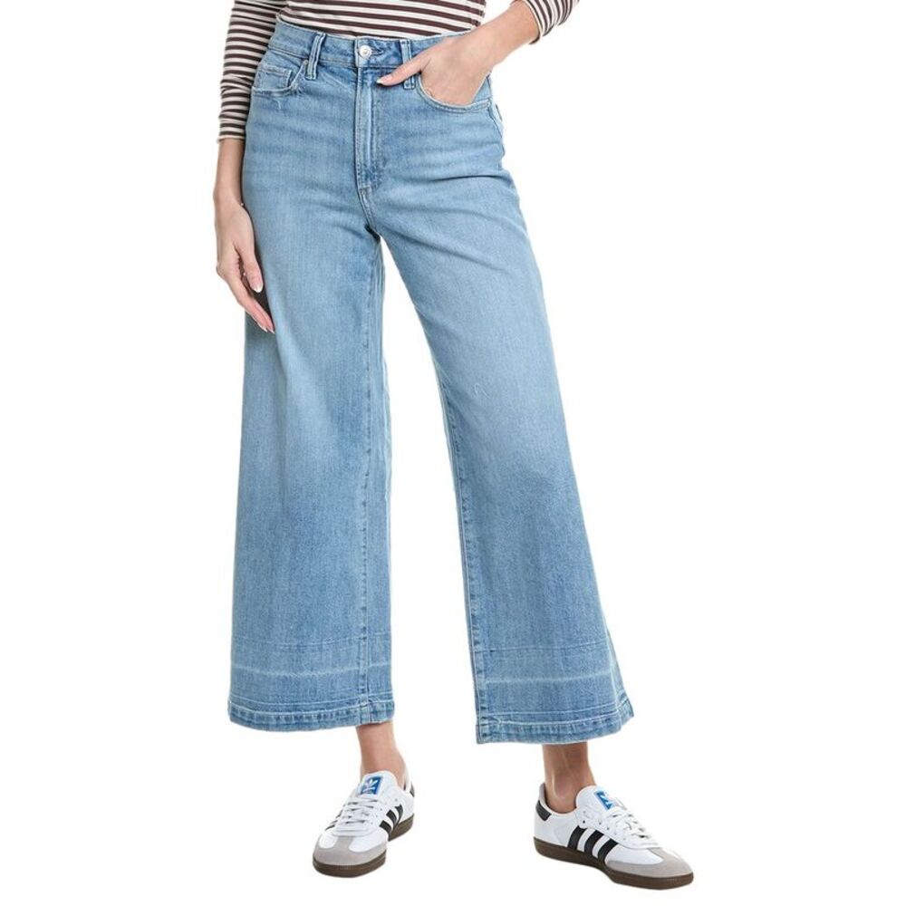 PAIGE Light Blue Wide-Leg Cropped Jeans